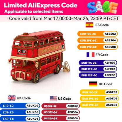 London Tour Bus 3D Wooden Puzzle