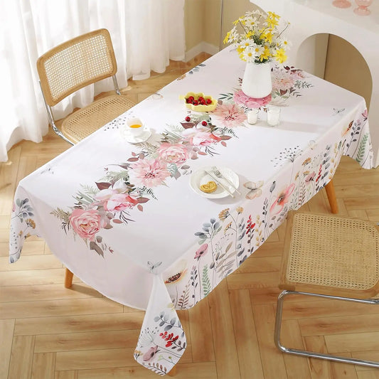 Spring Watercolor Wild Flowers Tablecloth
