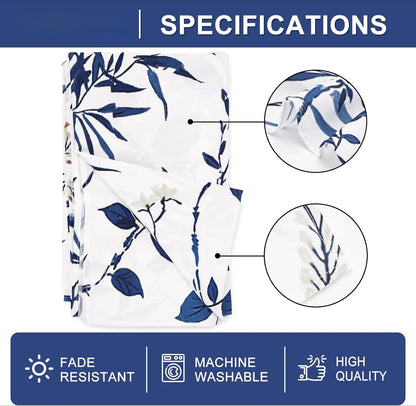 Retro Blue Bird Flowers Waterproof Tablecloth