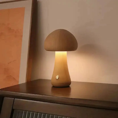 Wooden Mushroom LED Night Light