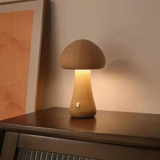 Wooden Mushroom LED Night Light