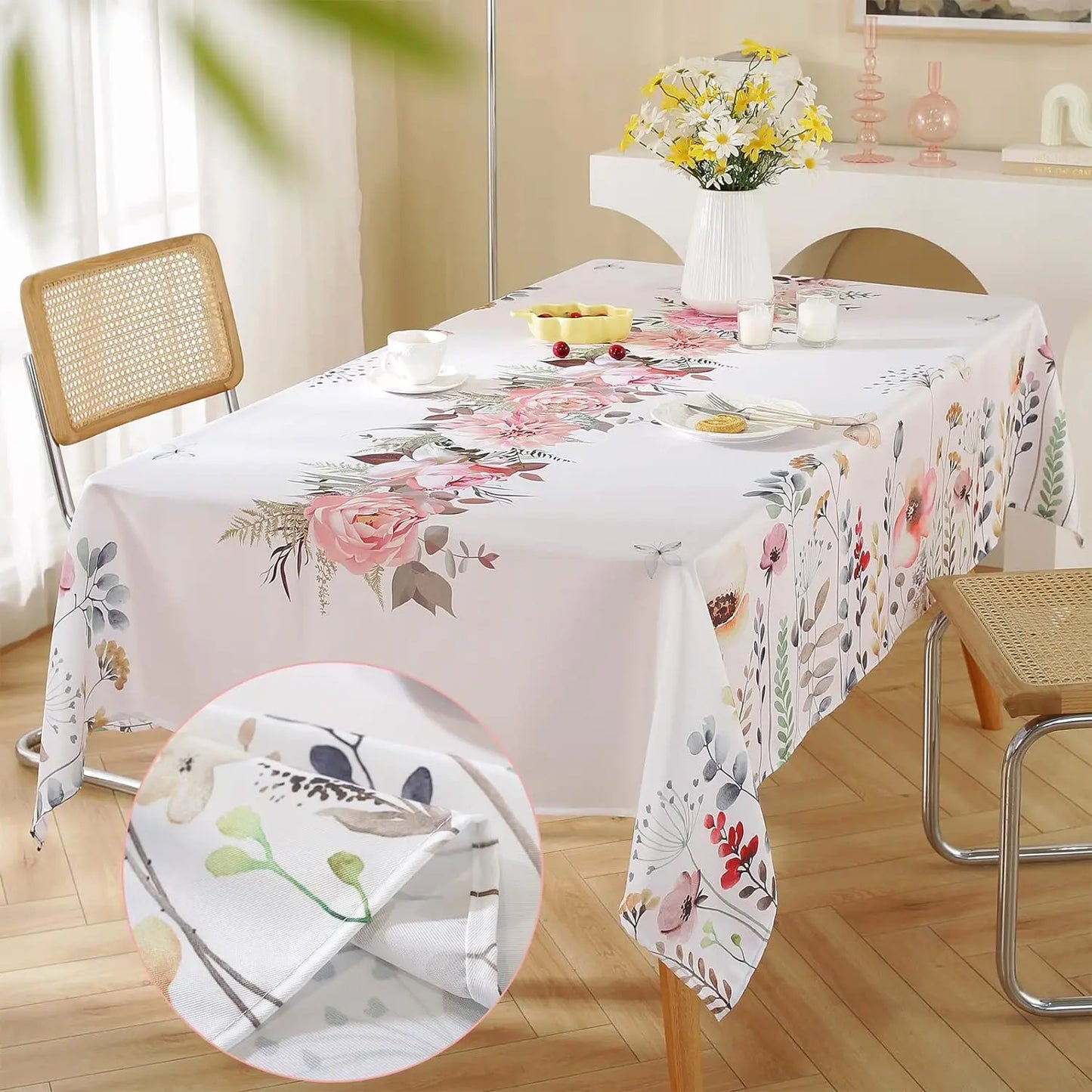 Spring Watercolor Wild Flowers Tablecloth