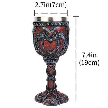 Medieval Double Dragon Heart Stainless Steel Tankard