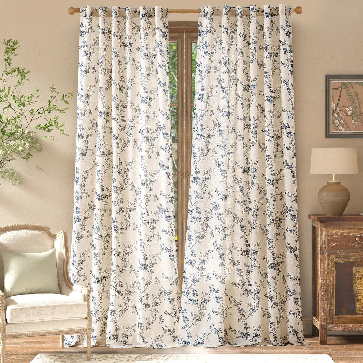 2 Panels Linen Curtains