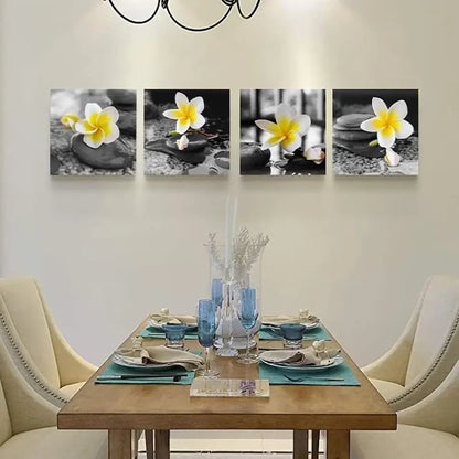 Gray Yellow Bathroom Wall Art Stone Canvas Prints