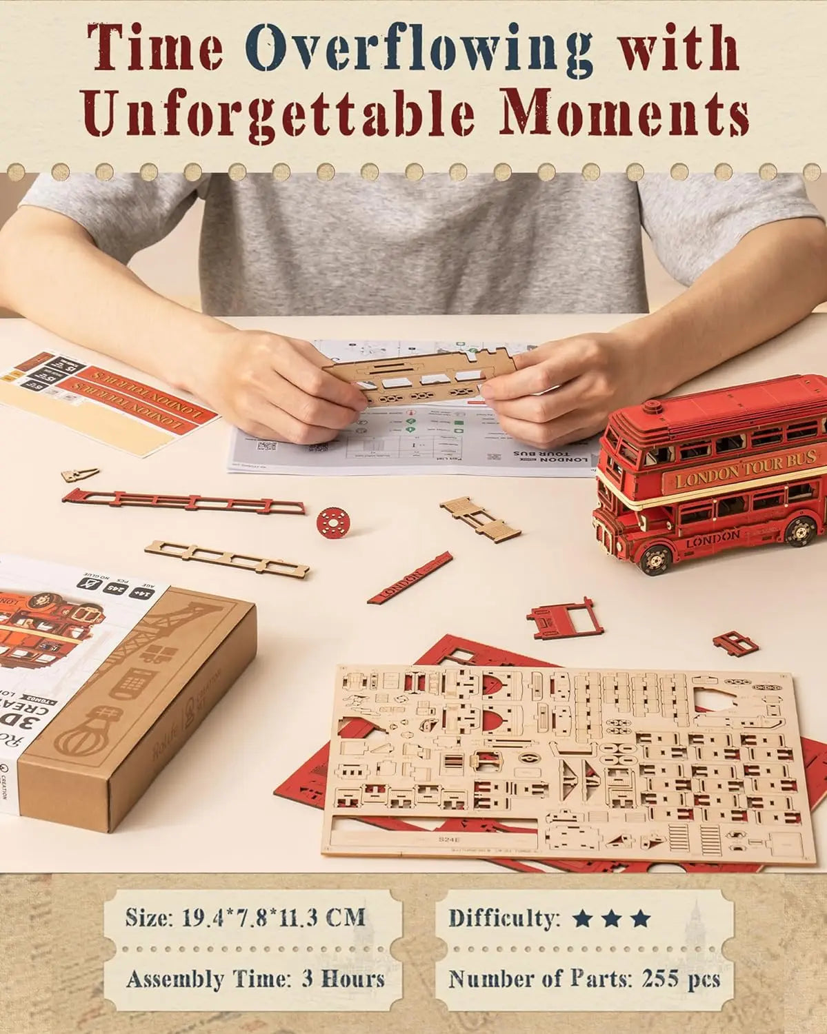 London Tour Bus 3D Wooden Puzzle