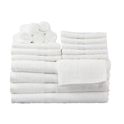 18-Piece White Cotton Bath Towel Set