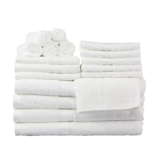 18-Piece White Cotton Bath Towel Set