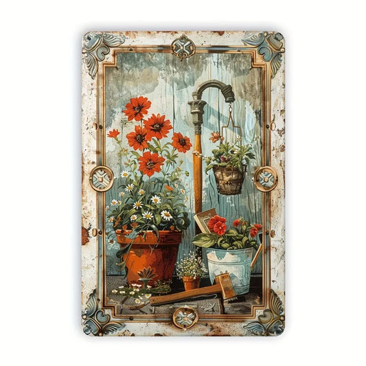 Floral Metal Tin Signboard