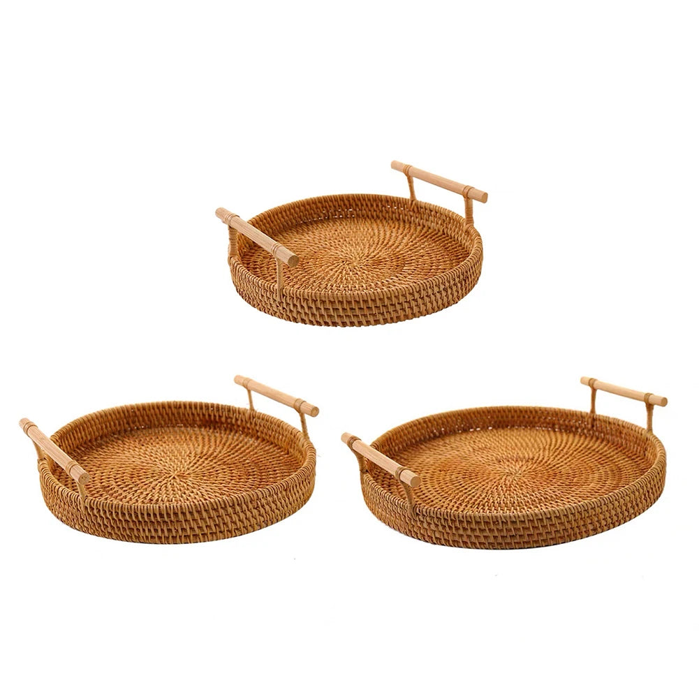 Round Rattan Storage Tray