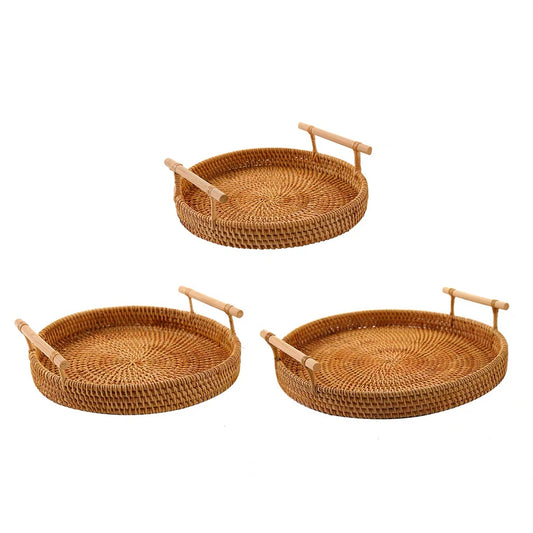 Round Rattan Storage Tray