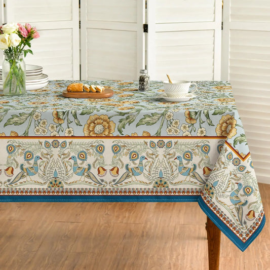Bird Floral Vintage Washable Tablecloth