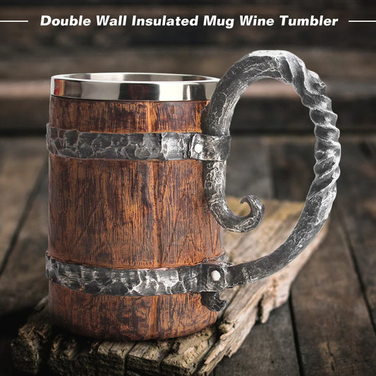 Drinking Mug Double Wall Simulation Wood