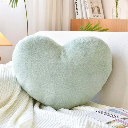 Faux Rabbit Fur Heart Pillow