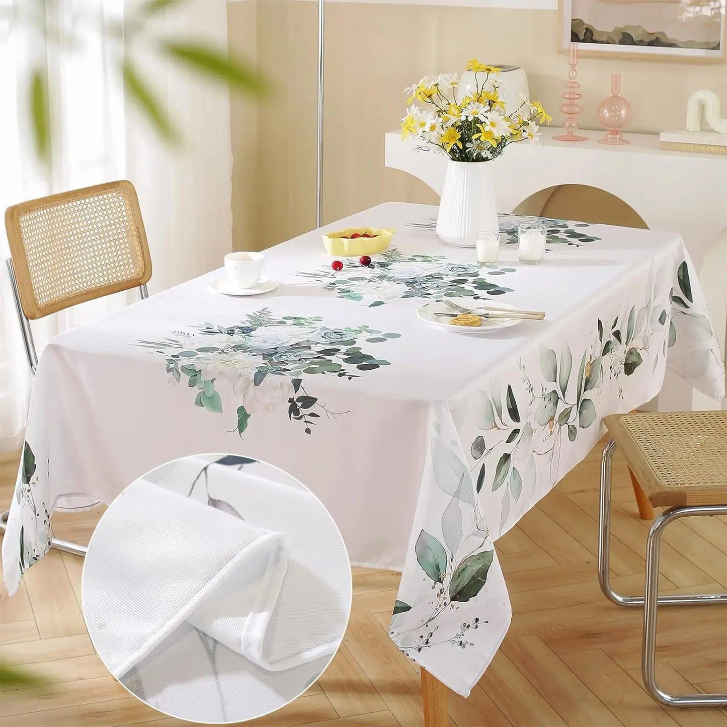 Spring Watercolor Wild Flowers Tablecloth