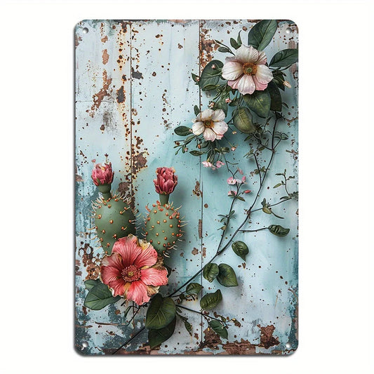 Cactus Flower Wall Decor Sign