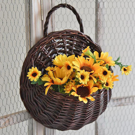 Wall Mounted Rattan Hanging Basket