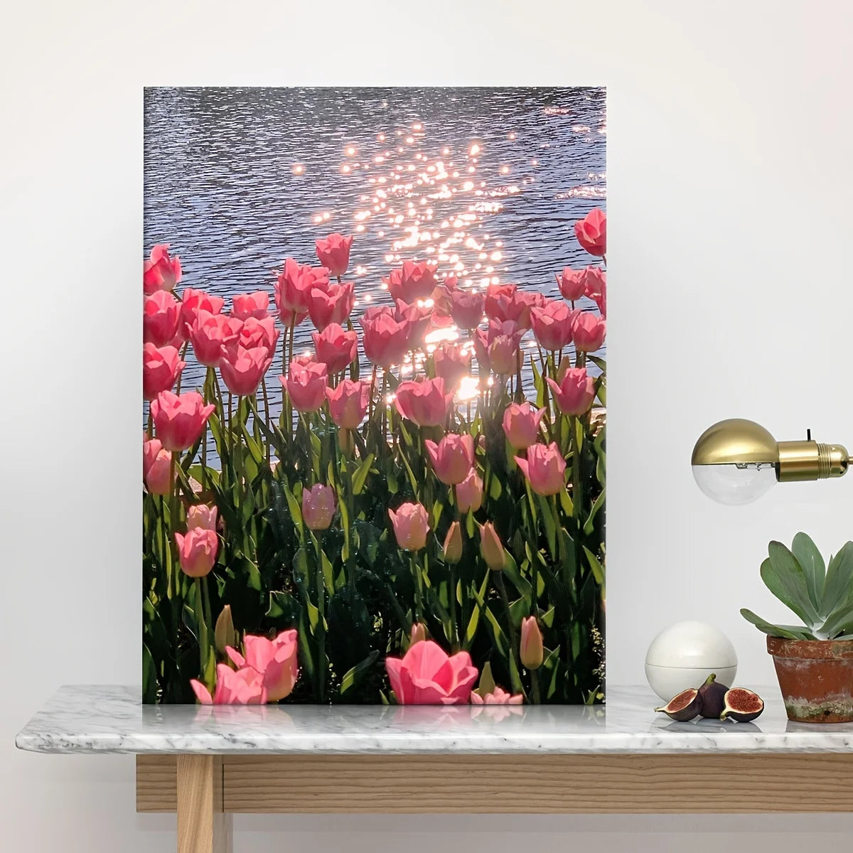 Framed Canvas Pink Flower  Wall Decor