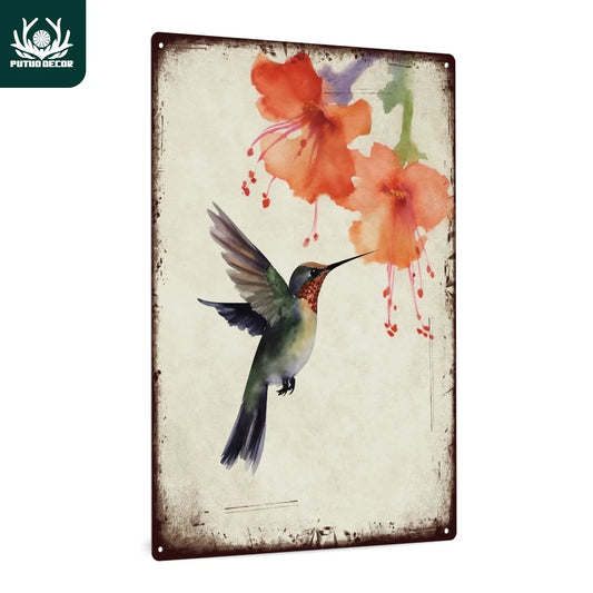 Hummingbird Bird Tin Sign,