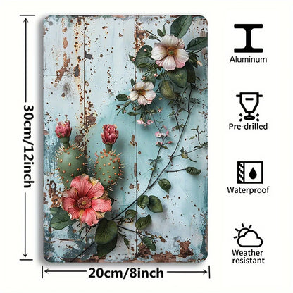 Cactus Flower Wall Decor Sign