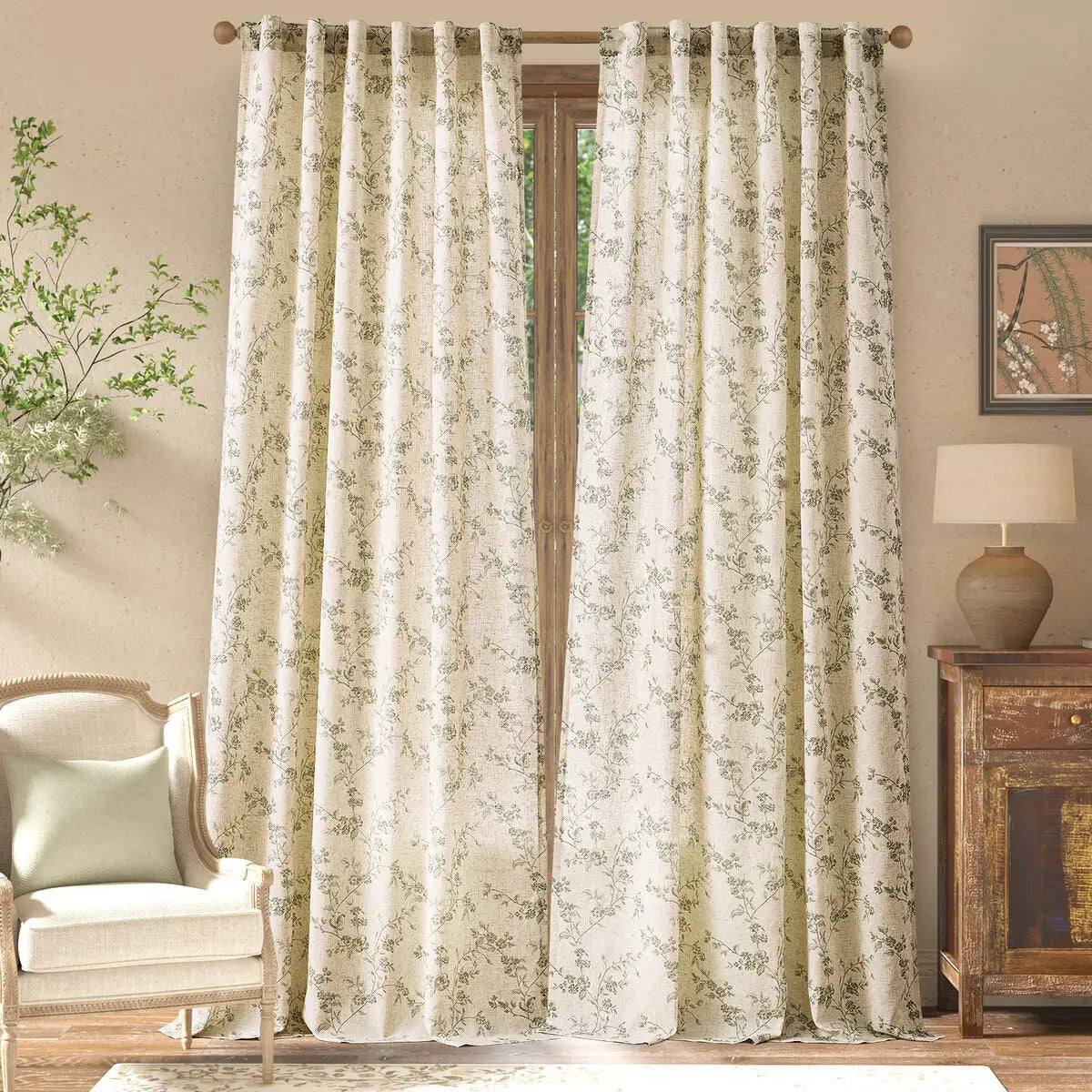 2 Panels Linen Curtains
