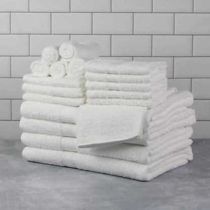18-Piece White Cotton Bath Towel Set